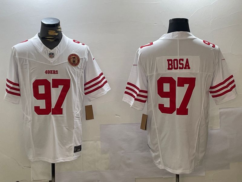 Men San Francisco 49ers 97 Bosa White three generations 2024 Nike Limited NFL Jersey style 4
